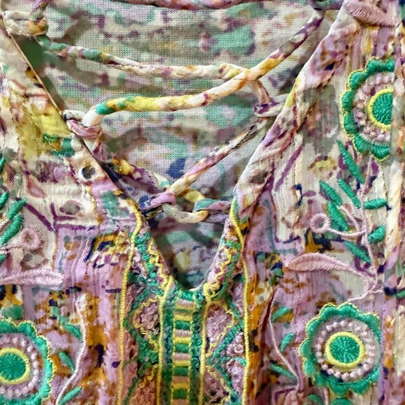 Anthropologie Odetta Embroidered Boho Top Purple Plus 1X Easter Spring Travel - Picture 7 of 11